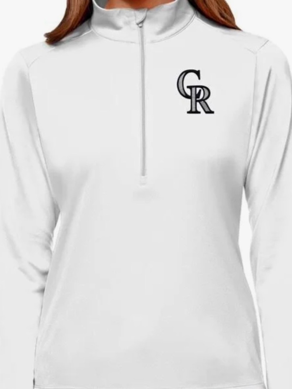 Nike White Colorado Rockies Half-Zip Pullover with Navy Logos
